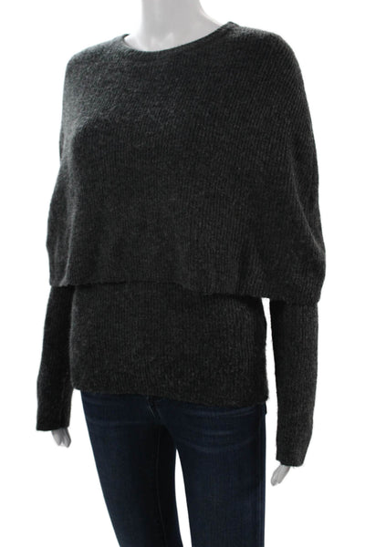 Zara Unisex Dark Gray 100% Nylon Crew Neck Pullover Sweater Long Sleeve Size M