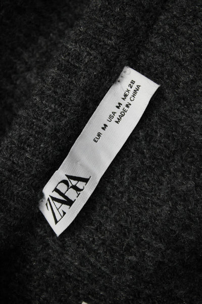 Zara Unisex Dark Gray 100% Nylon Crew Neck Pullover Sweater Long Sleeve Size M