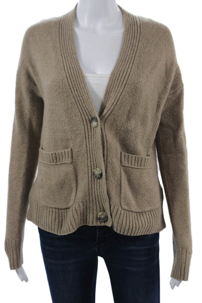 J Crew Unisex Cardigan Beige V-Neck Button Merino Alpaca Sweater Size XS