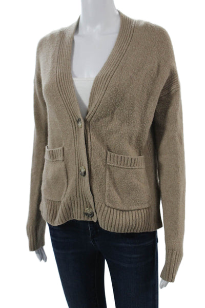 J Crew Unisex Cardigan Beige V-Neck Button Merino Alpaca Sweater Size XS