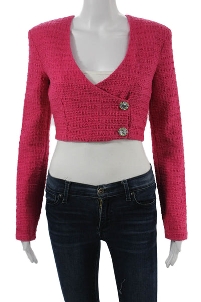 Zara Women Pink V-Neck Polyester Blazer Long Sleeve Size XS