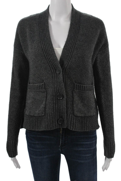 J Crew Unisex Cardigan Dark Gray V-Neck Merino Blend Size XS