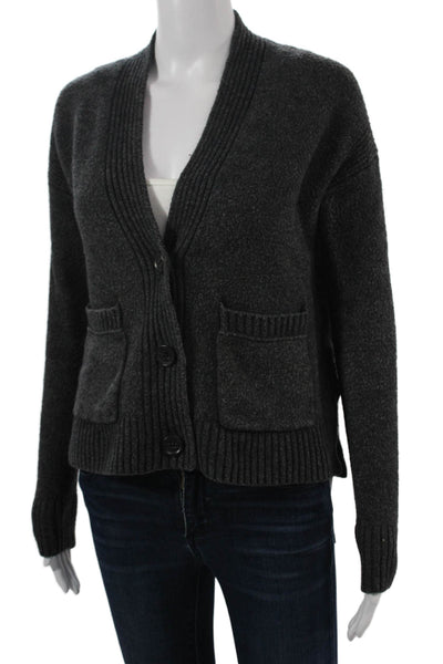 J Crew Unisex Cardigan Dark Gray V-Neck Merino Blend Size XS