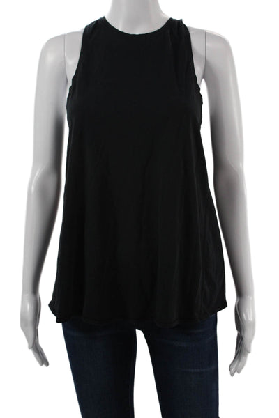 Lululemon Women Black High Neck Sleeveless Basic Tank Pima Cotton Size 4