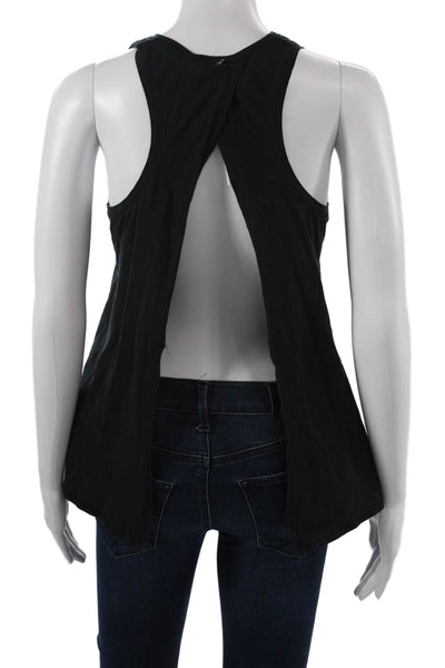 Lululemon Women Black High Neck Sleeveless Basic Tank Pima Cotton Size 4