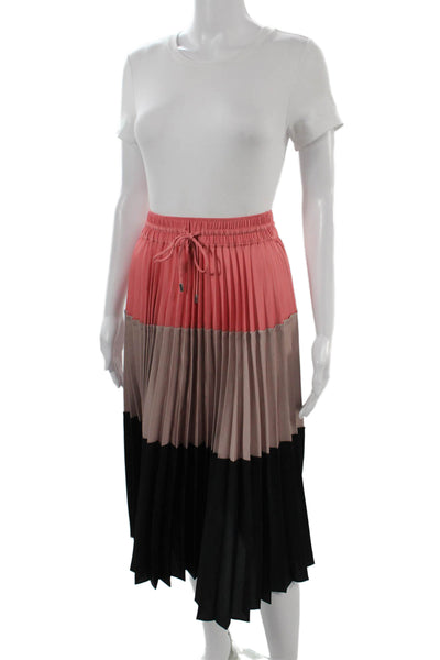 Club Monaco Womens Pleated Midi Skirt Pink 100% Polyester Size XS