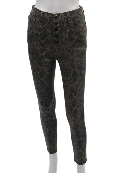 J Brand Womens Ankle Jeggings Black Snake Print Size 25