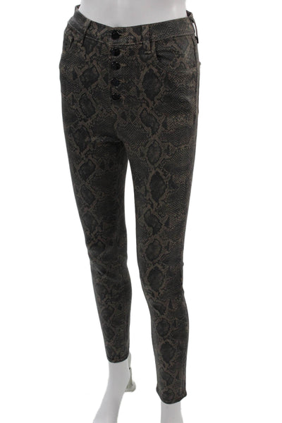 J Brand Womens Ankle Jeggings Black Snake Print Size 25
