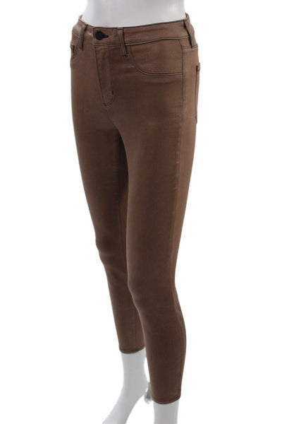 L'Agence Women Ankle Jeggings Brown Stretch Size 25
