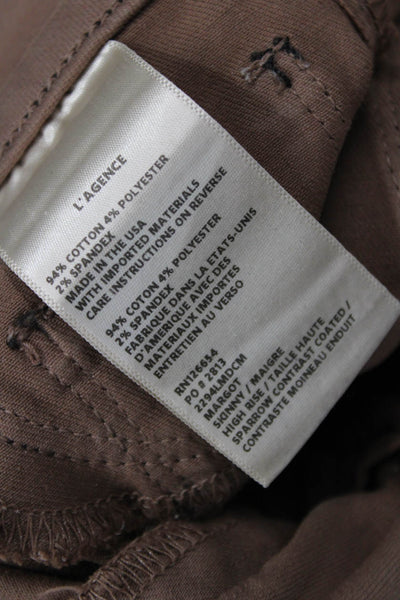 L'Agence Women Ankle Jeggings Brown Stretch Size 25