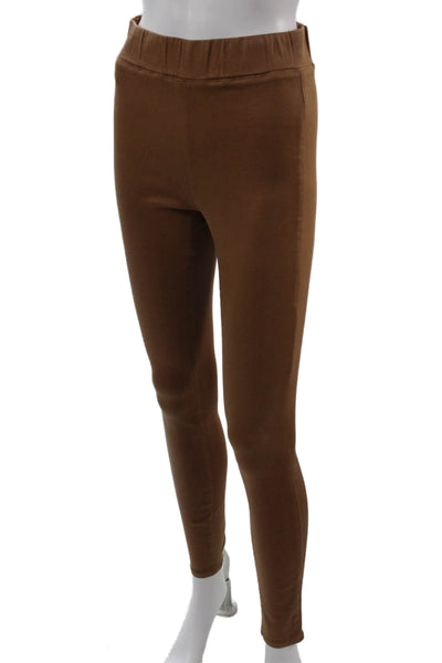L'Agence Women Ankle Jeggings Brown Cotton Stretch Petites Size S