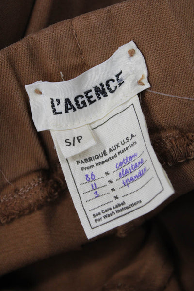 L'Agence Women Ankle Jeggings Brown Cotton Stretch Petites Size S