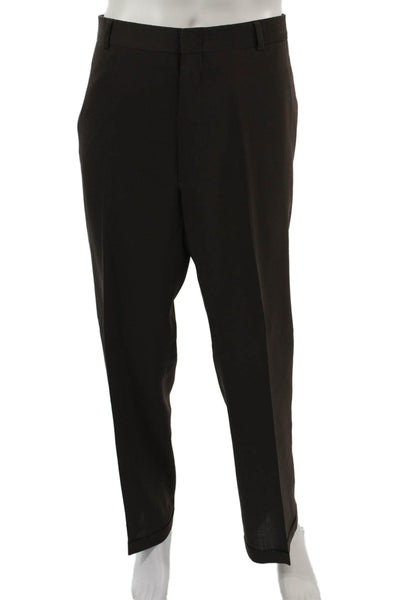 Hart Schaffner Marx Mens Brown Cotton Blend Dress Pants Hook & Eye Size 32