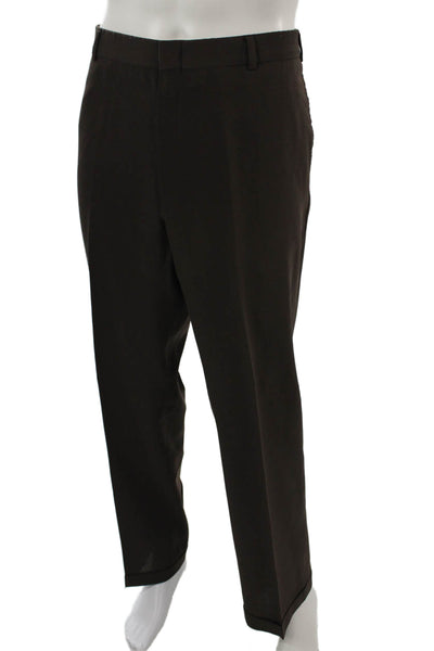 Hart Schaffner Marx Mens Brown Cotton Blend Dress Pants Hook & Eye Size 32