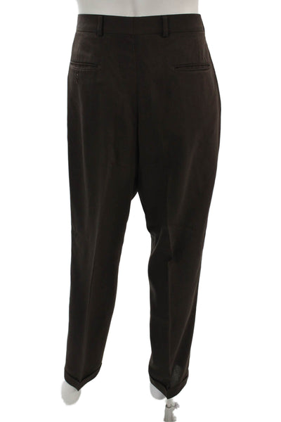 Hart Schaffner Marx Mens Brown Cotton Blend Dress Pants Hook & Eye Size 32