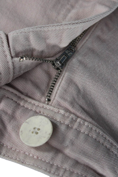 Zara Womens Cropped High Rise Pink Cotton Blend Button Pants Size 8