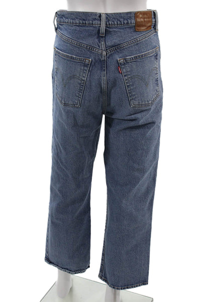 Levis Unisex Cropped Straight Jeans Blue High Rise 24 Inseam Size 29