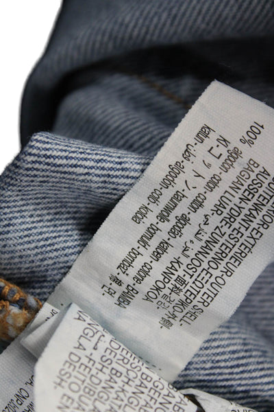 Zara Unisex Wide-Leg Jeans Blue High Rise 100% Cotton Button Size 10