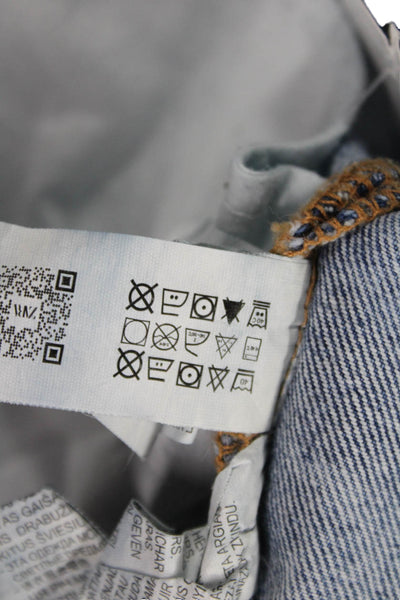 Zara Unisex Wide-Leg Jeans Blue High Rise 100% Cotton Button Size 10