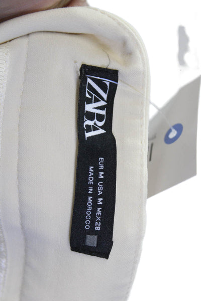 Zara Women Ankle Cropped Dress Pants Beige Size M