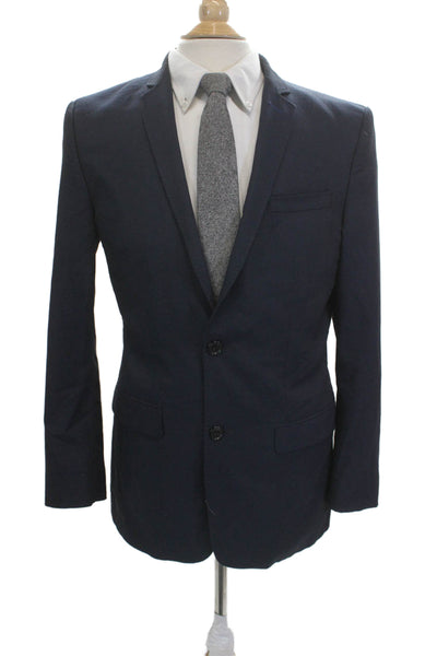 Zara Mens Classic Dark Blue Polyester Blazer Button Long Sleeve Size 40