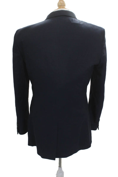 Zara Mens Classic Dark Blue Polyester Blazer Button Long Sleeve Size 40