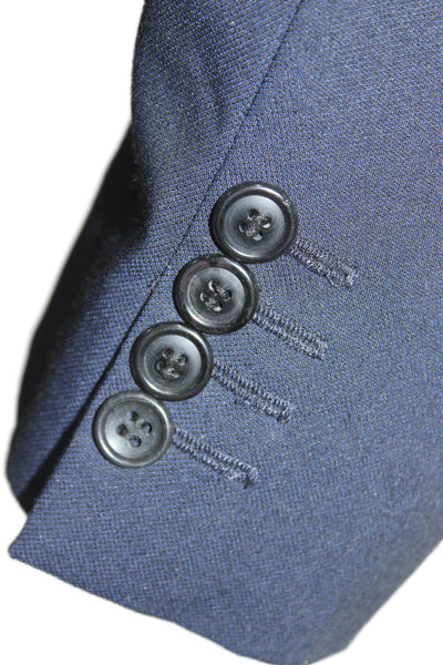 Zara Mens Classic Dark Blue Polyester Blazer Button Long Sleeve Size 40
