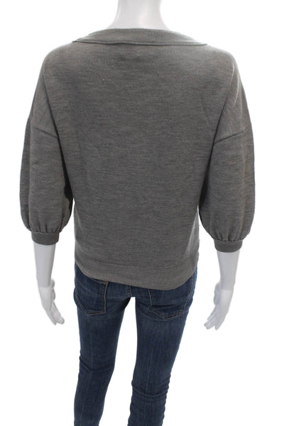 3.1 Phillip Lim Unisex Pullover Gray Merino Wool Crew Neck 3/4 Sleeve Size S