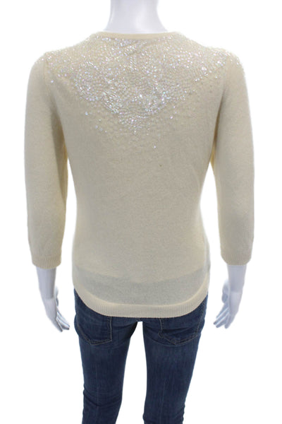 J Crew Womens Merino Wool Button Crew Neck Cardigan 3/4 Sleeve Size 6