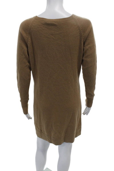 Vince Women Sweater Dress Brown V-Neck Long Sleeve Wool Blend Size S