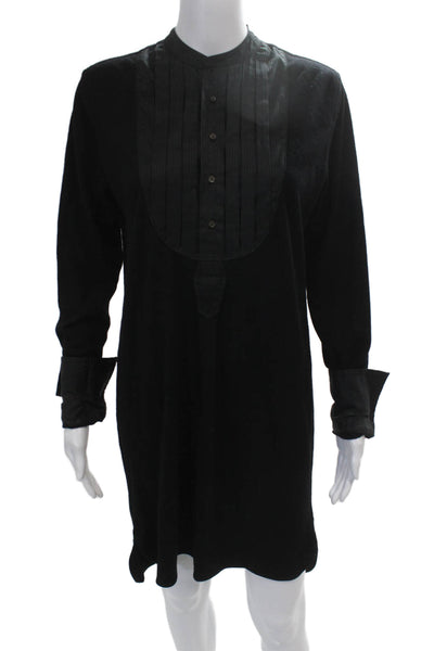 Ralph Lauren Blue Label Mens Black Wool Dress Shirt Size M