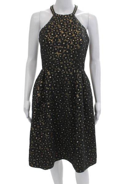 Shoshanna Womens Black Fit & Flare Sleeveless High Neck Zip Dress Size 4