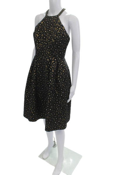 Shoshanna Womens Black Fit & Flare Sleeveless High Neck Zip Dress Size 4