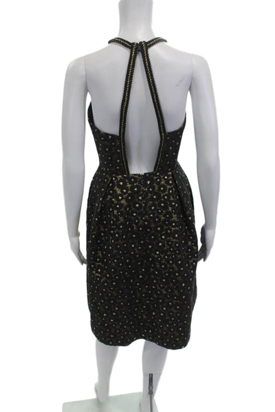 Shoshanna Womens Black Fit & Flare Sleeveless High Neck Zip Dress Size 4