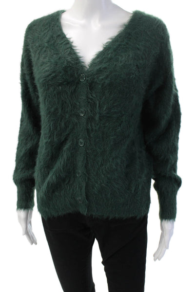 Velvet by Graham & Spencer Unisex Green V-Neck Button Cardigan Nylon Size L
