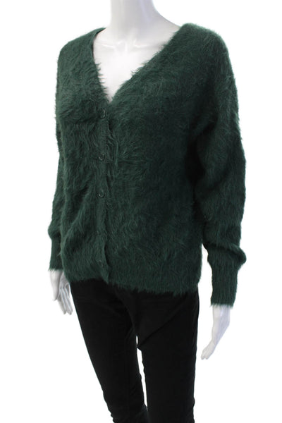 Velvet by Graham & Spencer Unisex Green V-Neck Button Cardigan Nylon Size L