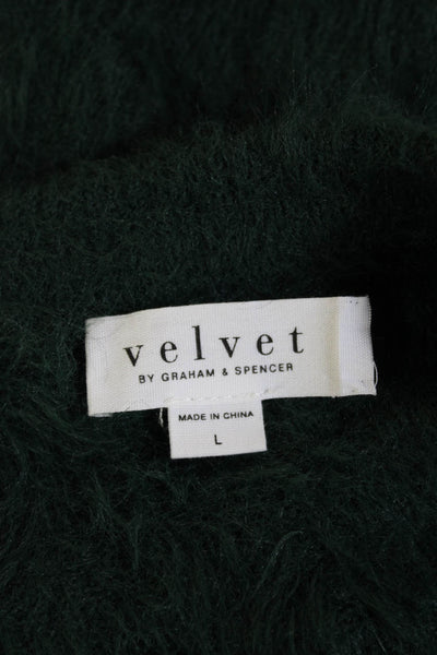 Velvet by Graham & Spencer Unisex Green V-Neck Button Cardigan Nylon Size L