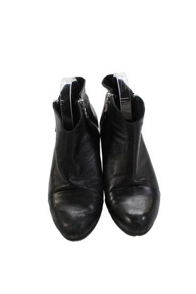 Rag & Bone Womens Leather Cap Toe Block Heels Ankle Boots Shoes Black Size 9