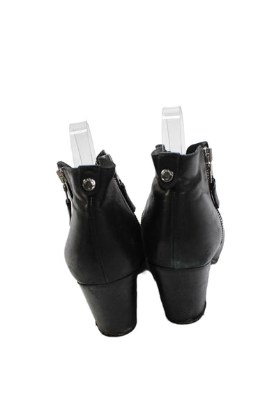 Rag & Bone Womens Leather Cap Toe Block Heels Ankle Boots Shoes Black Size 9