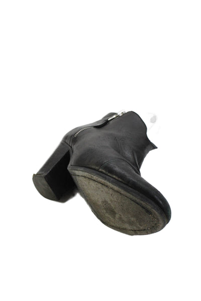 Rag & Bone Womens Leather Cap Toe Block Heels Ankle Boots Shoes Black Size 9