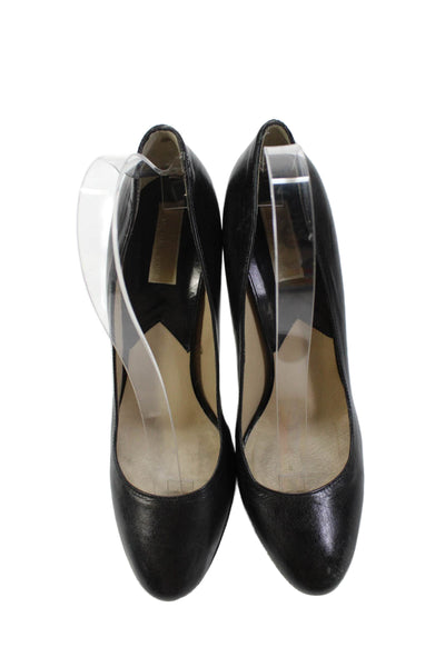 Michael Kors Womens Leather Slip On High Heels Pumps Shoes Black Size 9M
