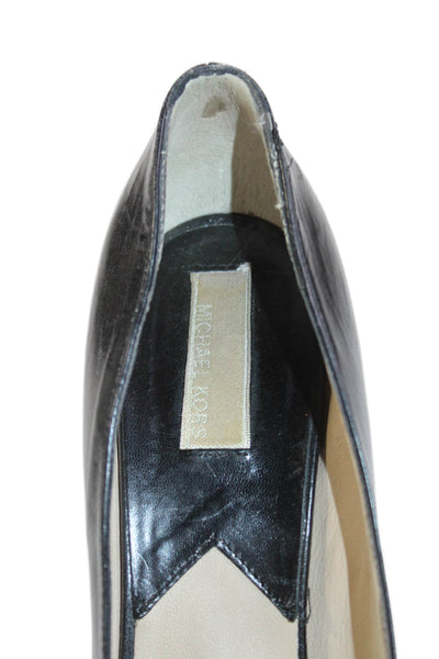 Michael Kors Womens Leather Slip On High Heels Pumps Shoes Black Size 9M