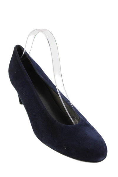 Stuart Weitzman Womens Suede Leather Block High Heels Shoes Navy Size 9.5