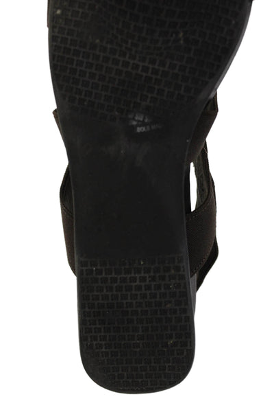 Stuart Weitzman Womens Elastic Strappy Low Wedge Heels Shoes Brown Size 9