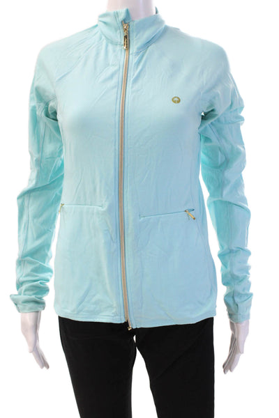 Lilly Pulitzer Womens Striped Mock Neck Full Zip Active Jacket Blue Size S