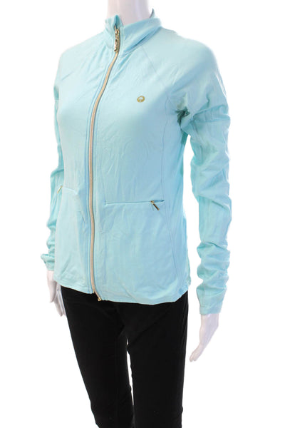 Lilly Pulitzer Womens Striped Mock Neck Full Zip Active Jacket Blue Size S