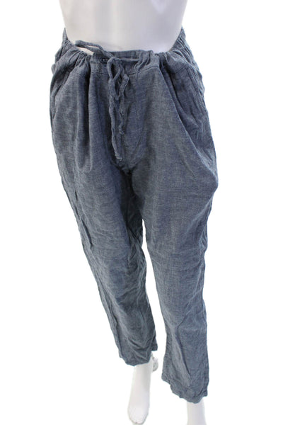 Saks Fifth Avenue Mens Paperbag Jogger Pants Blue Linen Viscose Size L