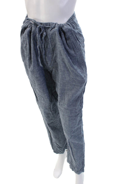 Saks Fifth Avenue Mens Paperbag Jogger Pants Blue Linen Viscose Size L