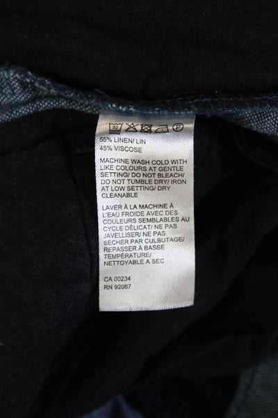 Saks Fifth Avenue Mens Paperbag Jogger Pants Blue Linen Viscose Size L