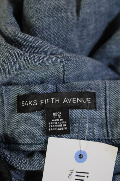 Saks Fifth Avenue Mens Paperbag Jogger Pants Blue Linen Viscose Size L
